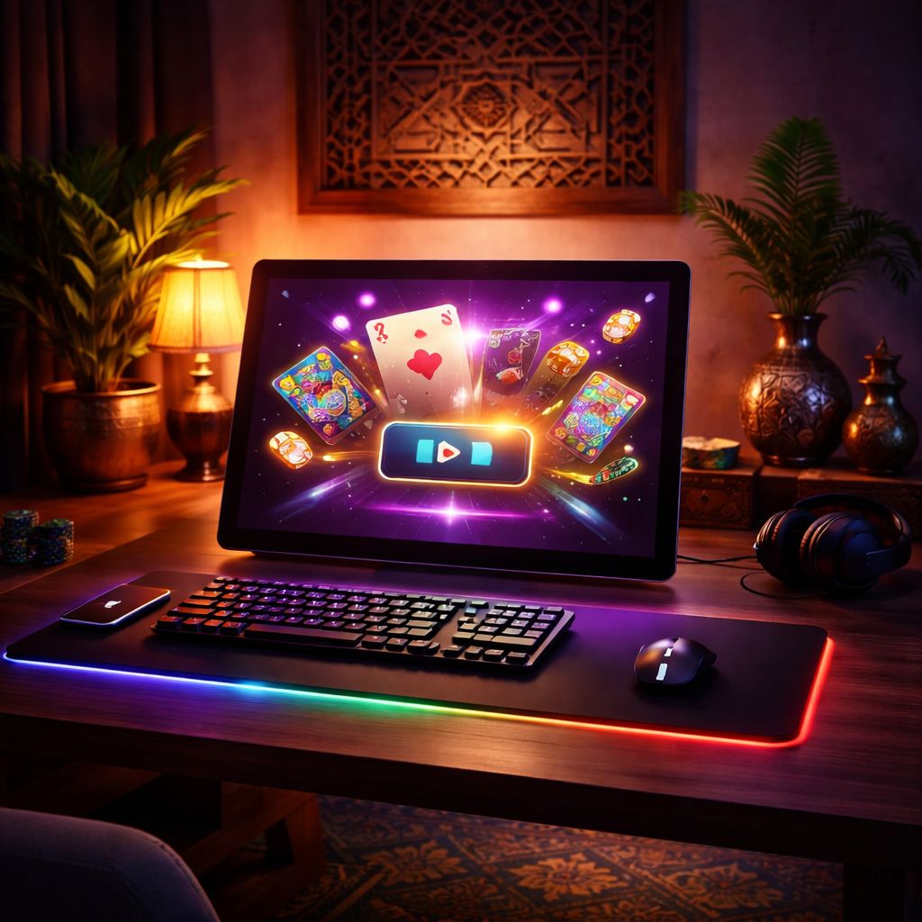 Modern gaming setup with premium casino visuals and secure platform interface representing EK999 services in Bangladesh